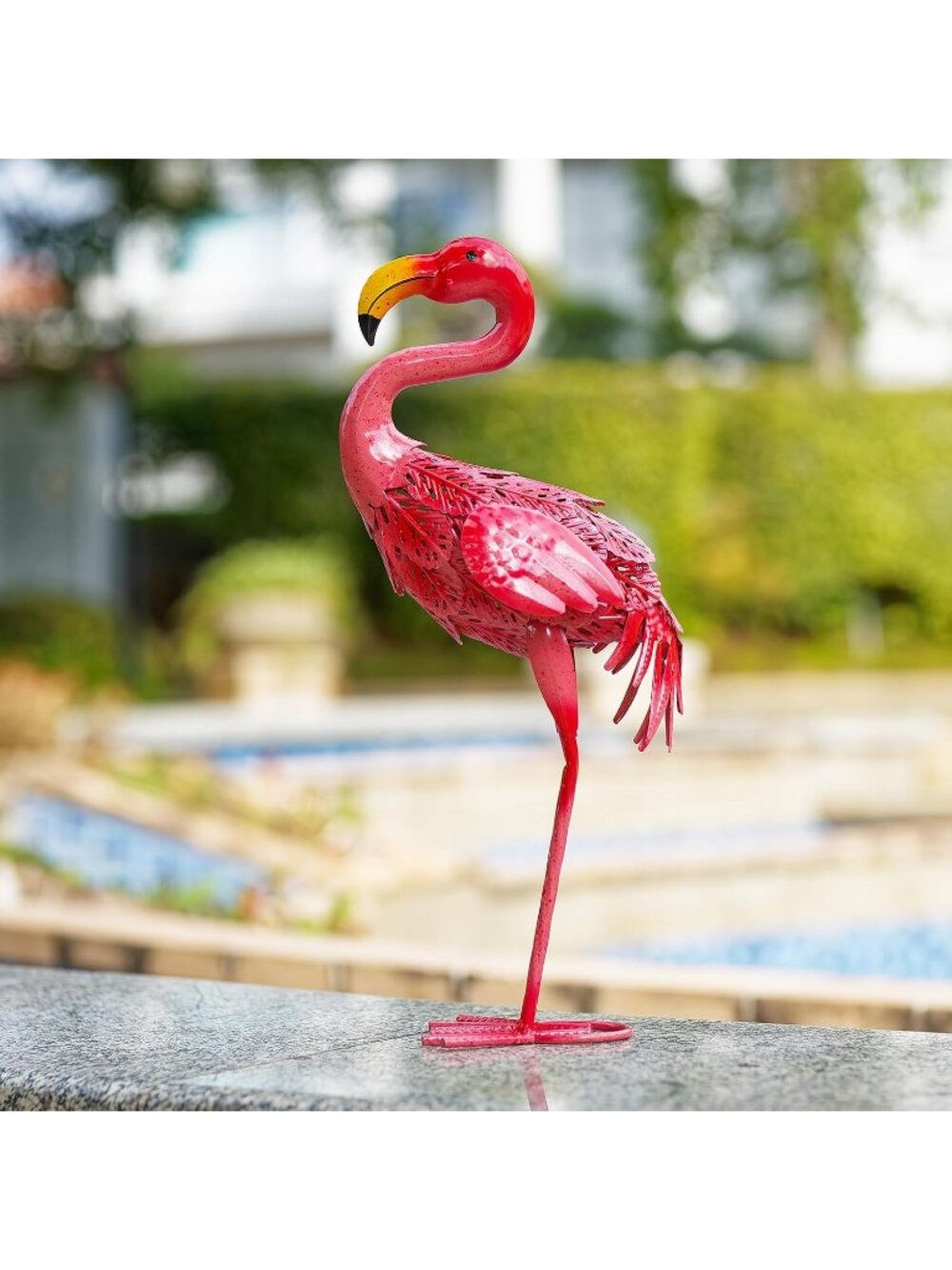 New Pink Metal Flamingo Garden Statue Outdoor Yard Art 9.4 x 4.7 x 18.7 in